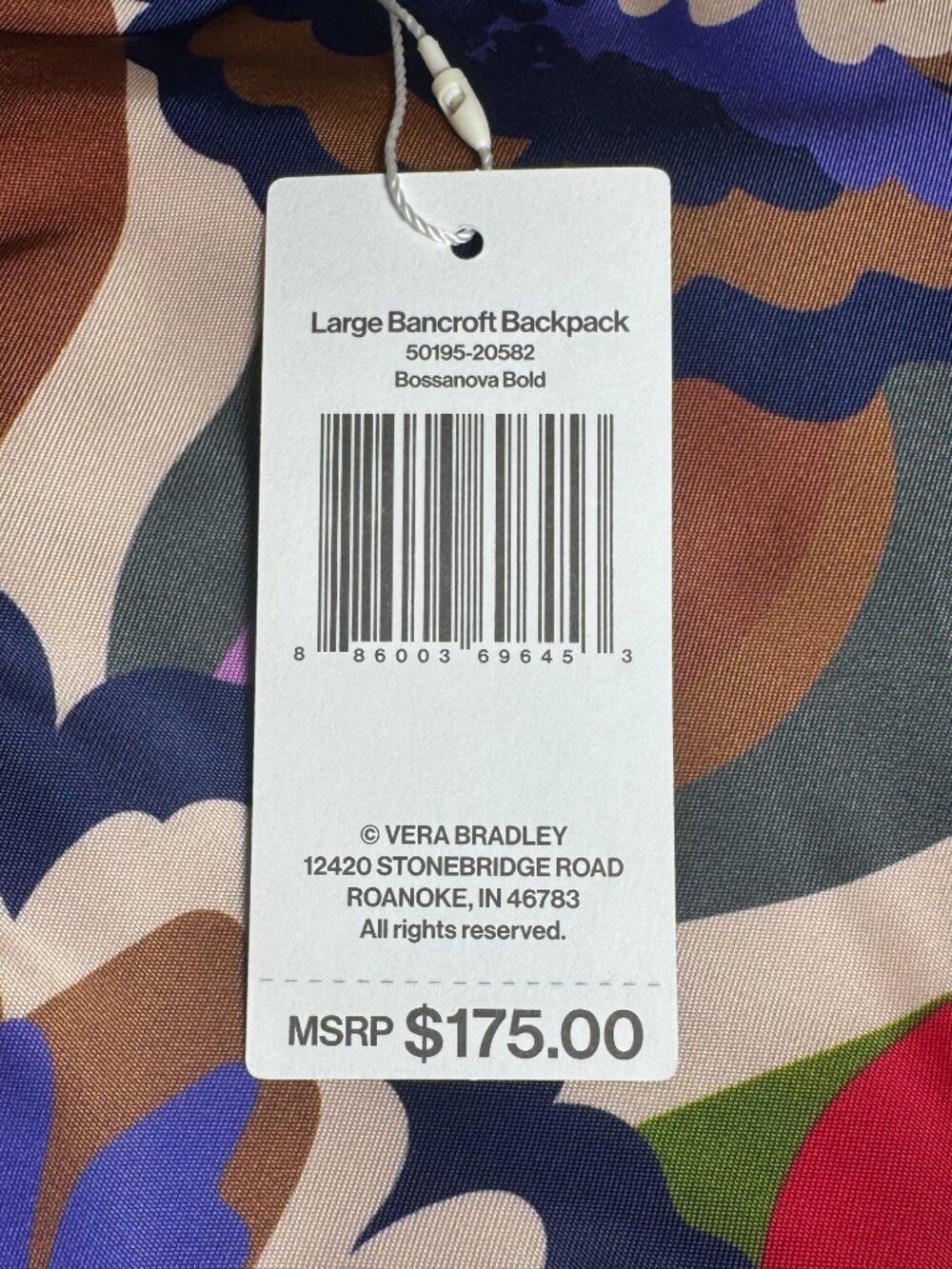 Vea Bradley Large Bancroft Backpack Nylon Bossanova Bold NWT - Picture 4 of 14
